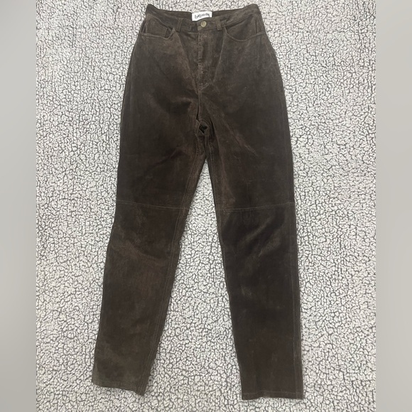 bagatelle Pants - Vintage 90s Y2K Bagatelle Brown Suede Straight Leg Pants Lined Size 6